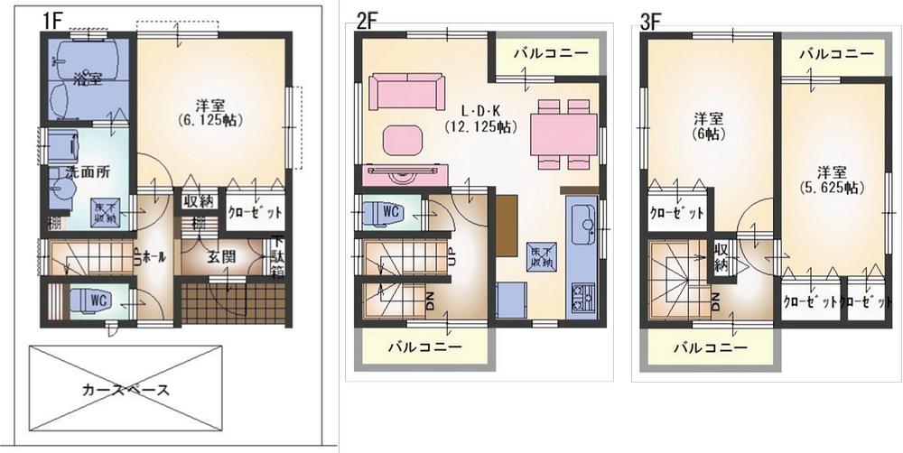 Floor plan. 23,900,000 yen, 3LDK, Land area 57.18 sq m , Building area 82.59 sq m