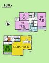 Floor plan. (1 Building), Price 39,800,000 yen, 4LDK, Land area 123.53 sq m , Building area 99.22 sq m