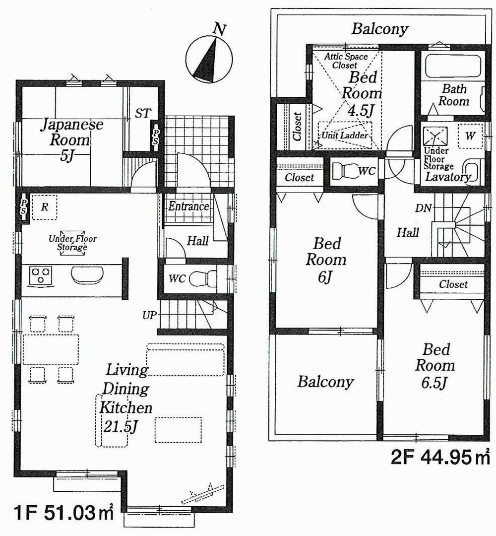 Floor plan. ((6) Building), Price 39,800,000 yen, 4LDK, Land area 126.48 sq m , Building area 95.98 sq m