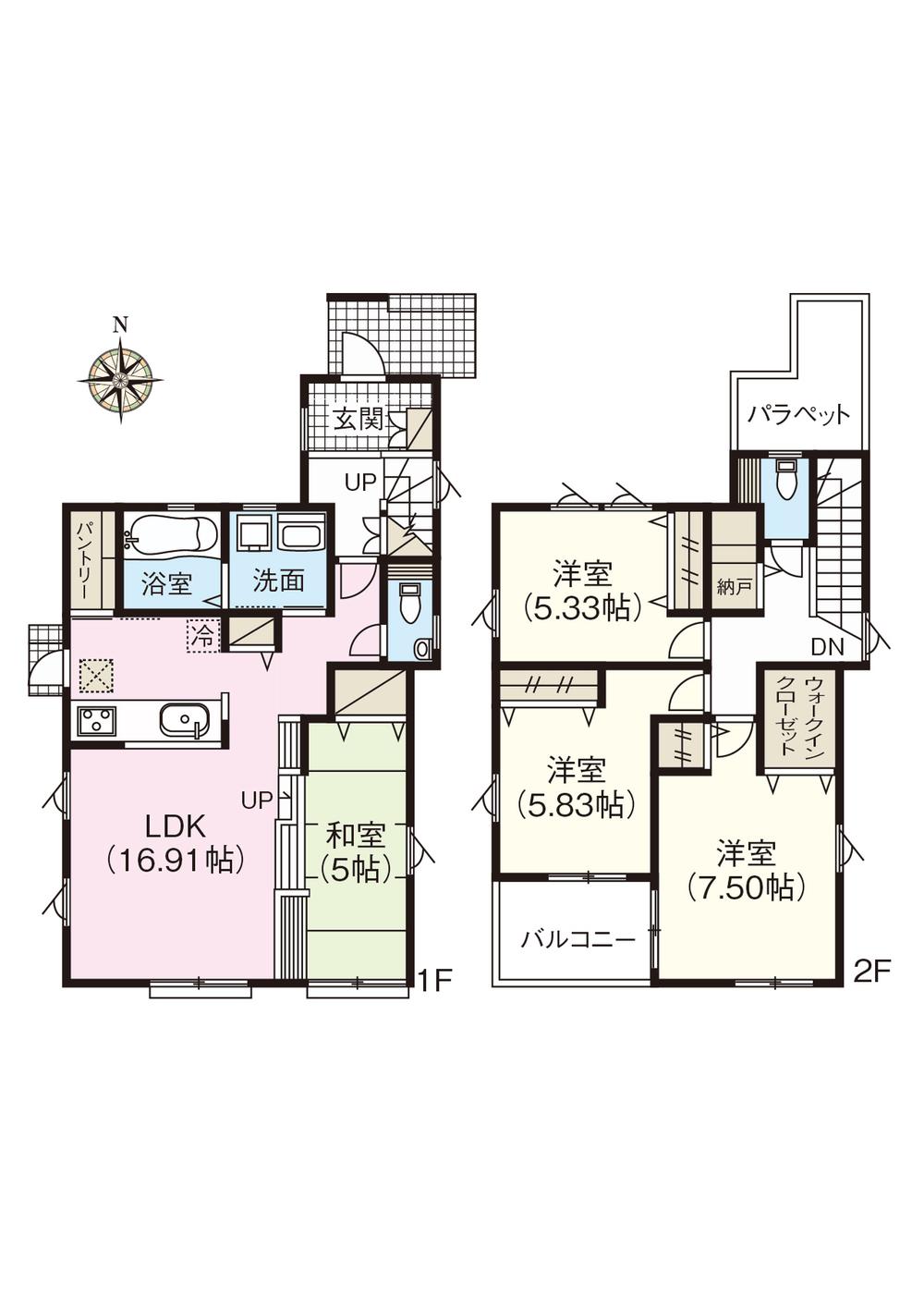 Floor plan. (1 Building), Price 31.5 million yen, 3LDK, Land area 124.63 sq m , Building area 101.07 sq m