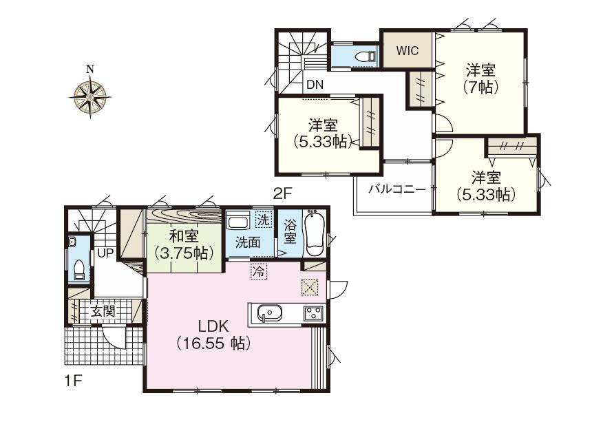 Floor plan. (4 Building), Price 31,800,000 yen, 3LDK, Land area 124.63 sq m , Building area 98.73 sq m