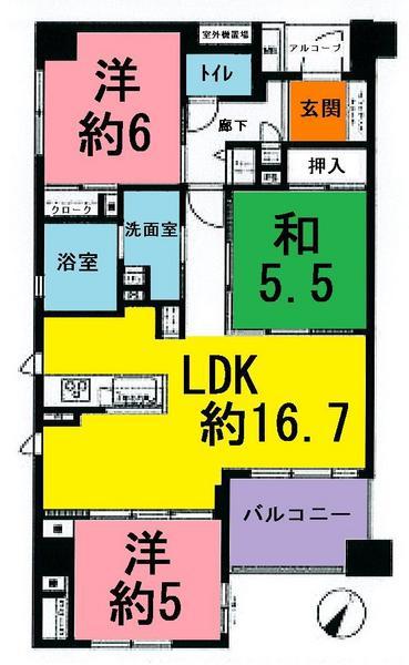 Floor plan. 3LDK, Price 23.5 million yen, Occupied area 73.39 sq m , Balcony area 6 sq m