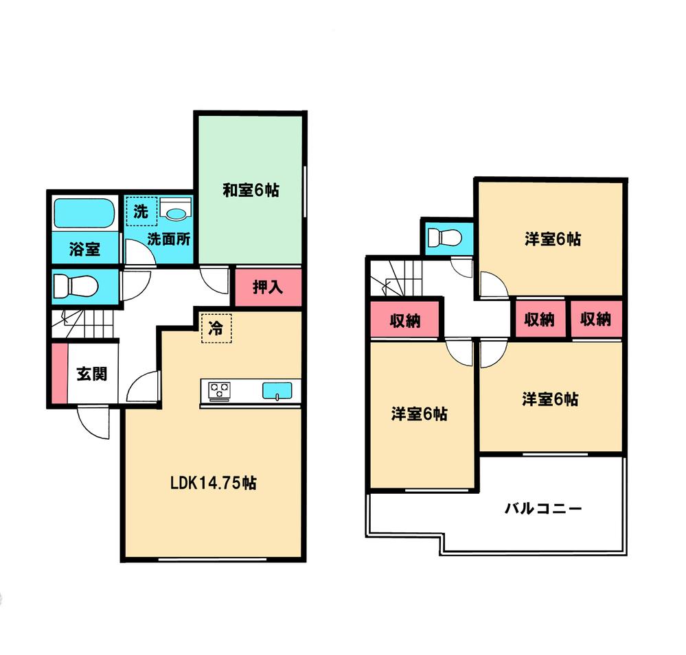 Floor plan. 42,500,000 yen, 4LDK, Land area 140.14 sq m , Building area 92.74 sq m
