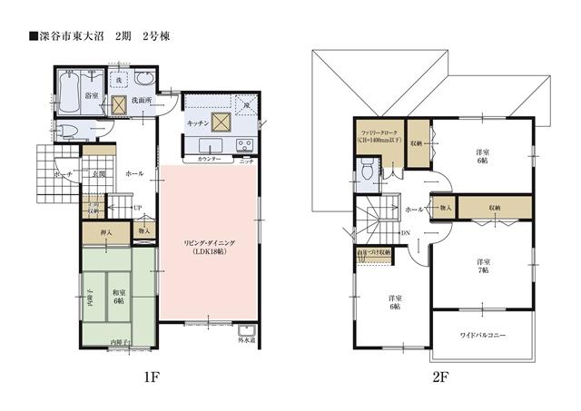 Floor plan.  [Between 2 Building floor plan] Living dining open-minded about 18 Pledge. Because it is spacious, Such as home party by inviting your friends also enjoy. 