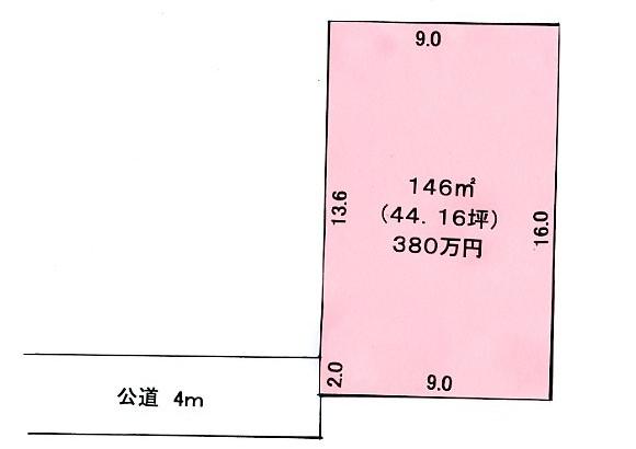 Compartment figure. Land price 3.8 million yen, Land area 146 sq m