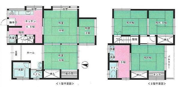 Floor plan. 9.8 million yen, 5DK+S, Land area 99.17 sq m , Building area 74.99 sq m