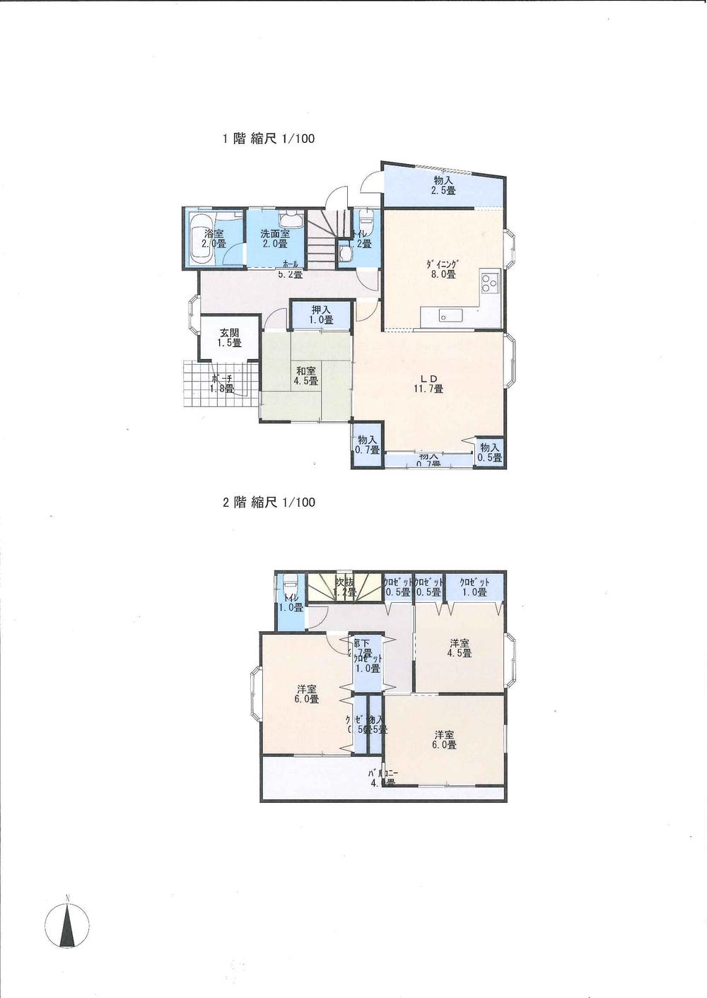 Floor plan. 15.8 million yen, 4LDK + S (storeroom), Land area 134.46 sq m , Building area 107.18 sq m