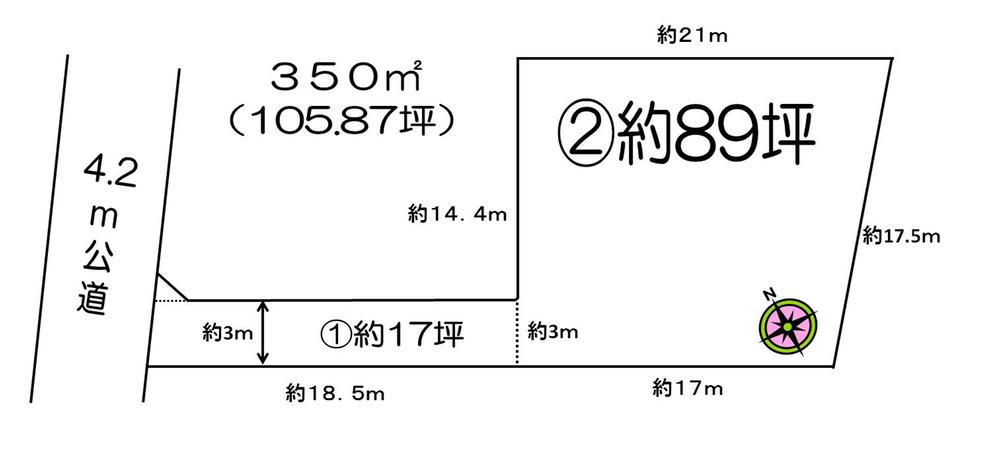 Compartment figure. Land price 10.5 million yen, It is a land area 350 sq m compartment view. 