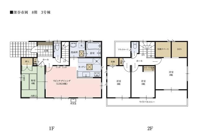 Floor plan. 3 Building floor plan  In all of the living room facing south, I was able to secure a spacious space and 6 quires more. Plenty pours the sunlight, Director makes bright rooms. 