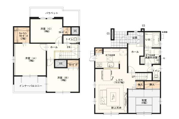 Floor plan. (1 Building), Price 27.6 million yen, 4LDK, Land area 182.49 sq m , Building area 107.24 sq m