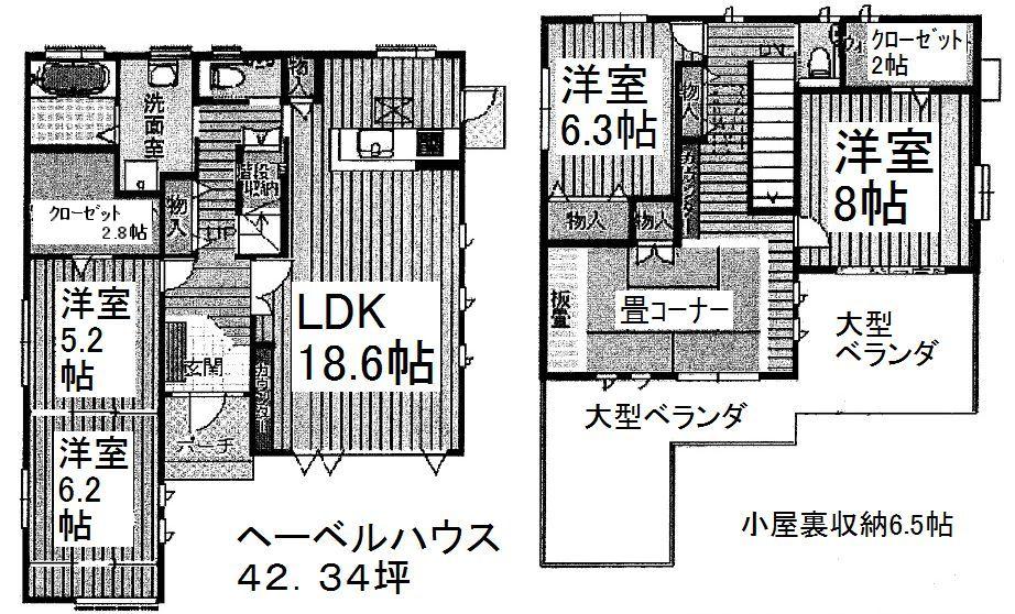 Floor plan. 29,800,000 yen, 5LDK + 2S (storeroom), Land area 231.98 sq m , It is a building area of ​​139.97 sq m floor plan.