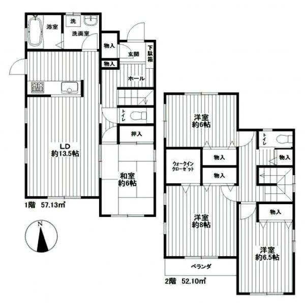 Floor plan. 19.9 million yen, 4LDK, Land area 164.75 sq m , Building area 109.23 sq m