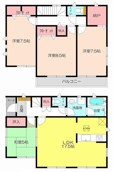 Floor plan. 21,800,000 yen, 4LDK, Land area 169.72 sq m , Building area 106.51 sq m