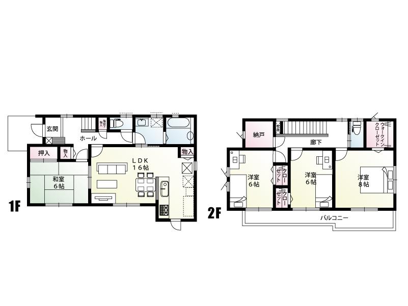 Floor plan. (E Building), Price 24,800,000 yen, 4LDK+S, Land area 170.54 sq m , Building area 107.64 sq m