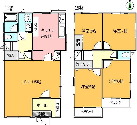 Floor plan. 16.5 million yen, 4LDK, Land area 180.95 sq m , Building area 105.16 sq m spacious 5LDK