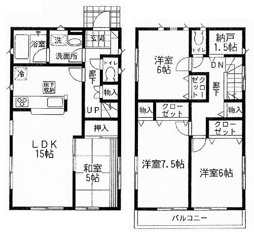 Floor plan. (1 Building), Price 16,900,000 yen, 4LDK, Land area 156.07 sq m , Building area 95.57 sq m