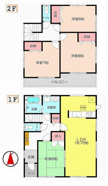 Floor plan. (4 Building), Price 19,800,000 yen, 4LDK, Land area 166 sq m , Building area 105.77 sq m