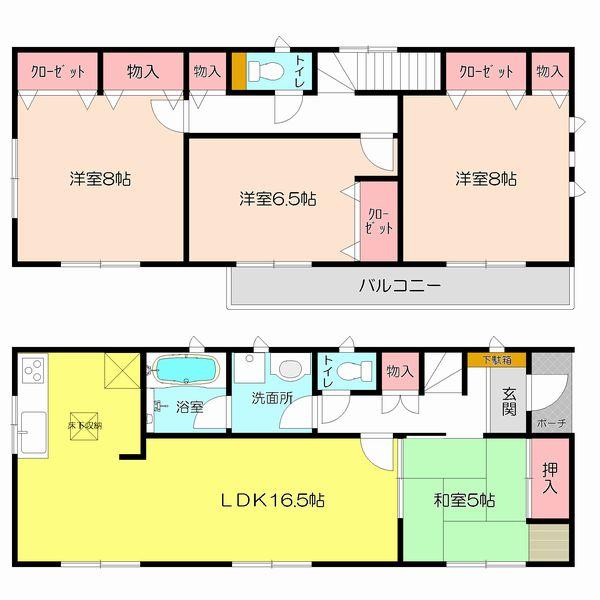 Floor plan. 20.8 million yen, 4LDK, Land area 142.64 sq m , Building area 103.27 sq m