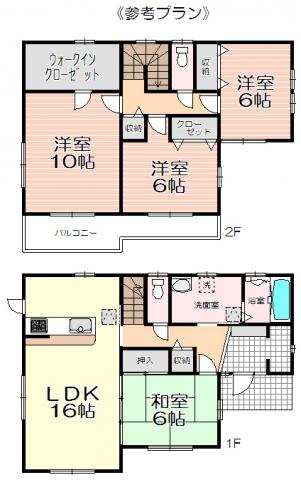 Compartment view + building plan example. Building plan example, Land price 12 million yen, Land area 179.71 sq m , Building price 15.8 million yen, Building area 115.93 sq m