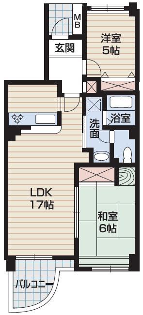 Floor plan. 2LDK, Price 8.8 million yen, Occupied area 69.64 sq m , Balcony area 6.85 sq m