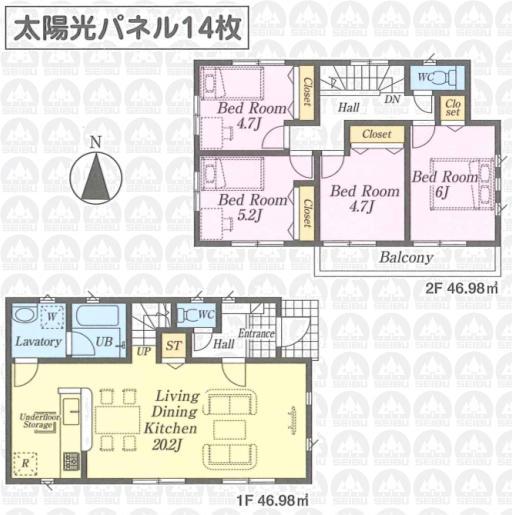 Floor plan. (1 Building), Price 25,800,000 yen, 4LDK, Land area 210.32 sq m , Building area 93.96 sq m
