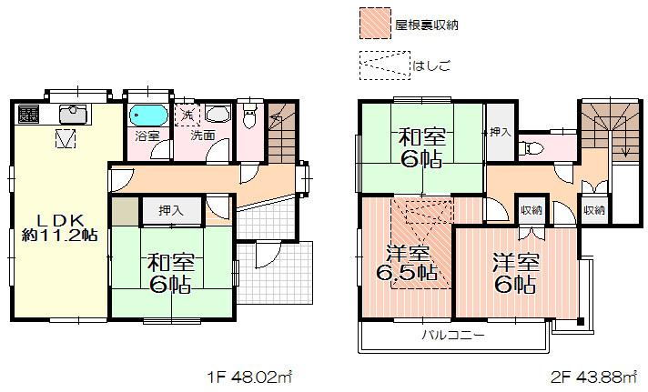 Floor plan. 15.8 million yen, 4LDK, Land area 110.79 sq m , Building area 91.9 sq m