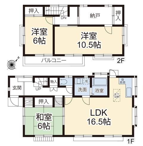 Floor plan. 5.8 million yen, 3LDK + S (storeroom), Land area 144.64 sq m , Building area 98.53 sq m