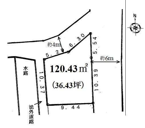 Compartment figure. Land price 12.8 million yen, Land area 120.43 sq m survey map