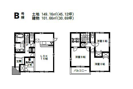 Floor plan. 24,800,000 yen, 3LDK, Land area 149.16 sq m , Building area 101.66 sq m