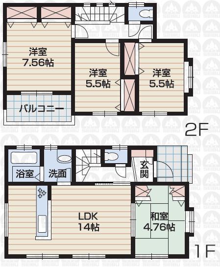 Building plan example (floor plan). Building plan example (1 compartment) Building Price 1269 Ten thousand yen, Building area 89.23 sq m