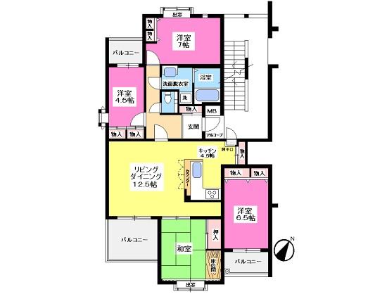 Floor plan. 4LDK, Price 17,900,000 yen, Footprint 102.89 sq m , Balcony area 15.69 sq m floor plan