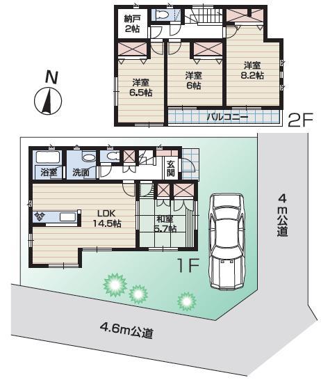 Floor plan. 21,800,000 yen, 4LDK + S (storeroom), Land area 116.9 sq m , Building area 98.82 sq m