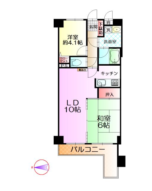 Floor plan. 2LDK, Price 8.4 million yen, Occupied area 50.67 sq m , Balcony area 10.4 sq m