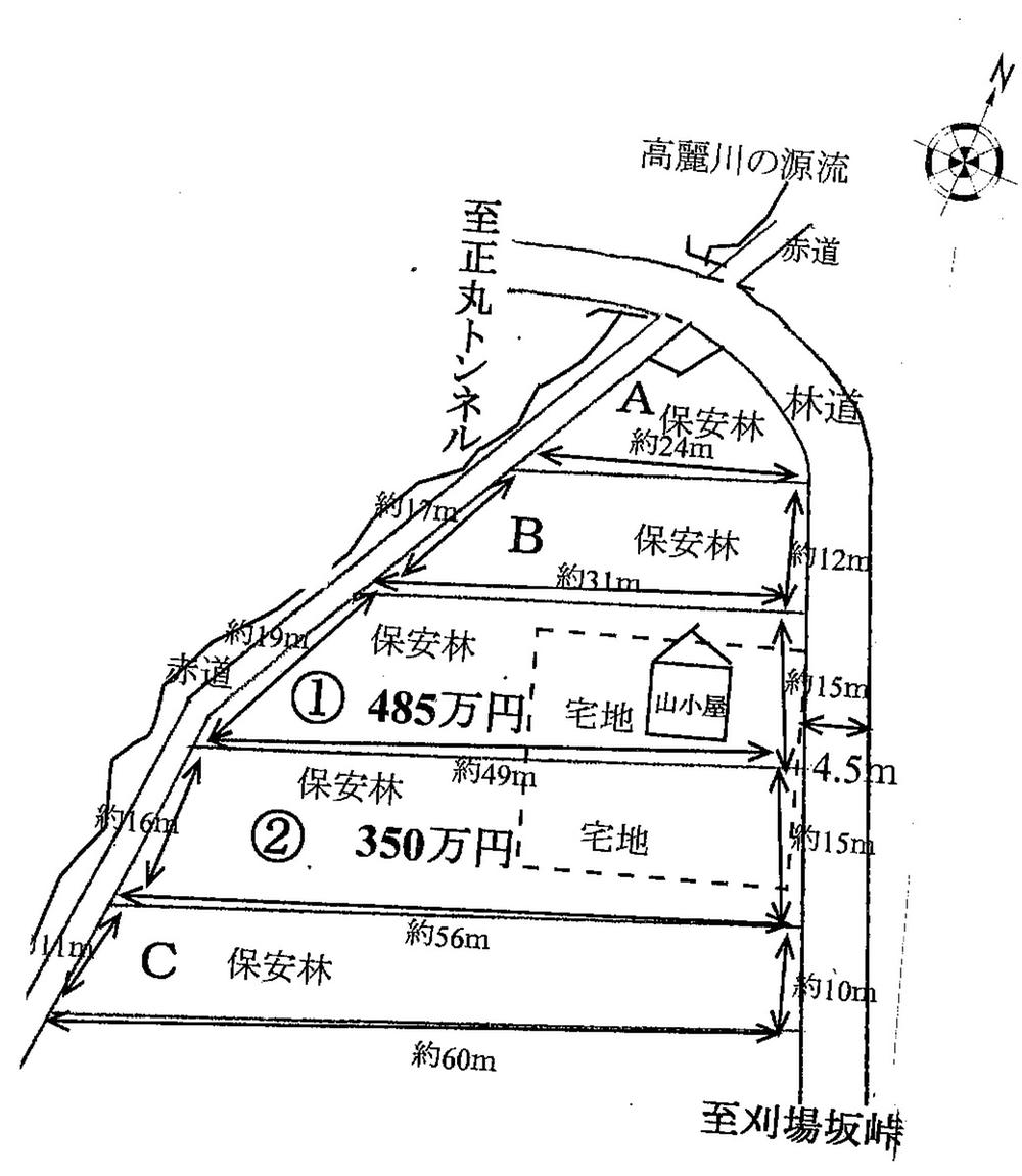 Compartment figure. Land price 3.85 million yen, Land area 596 sq m site survey map 