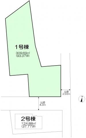 Compartment figure. Land price 12.8 million yen, Land area 308.69 sq m
