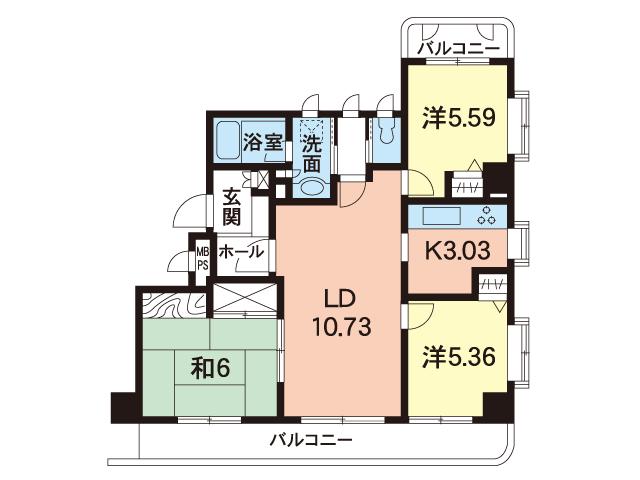 Floor plan. 3LDK, Price 17.8 million yen, Footprint 67.7 sq m , Balcony area 8.81 sq m