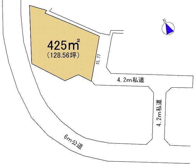 Compartment figure. Land price 10.8 million yen, Land area 425 sq m