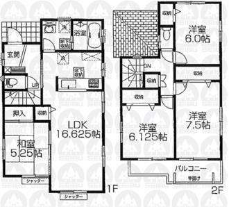 Floor plan. (1 Building), Price 25,800,000 yen, 4LDK, Land area 193 sq m , Building area 100.19 sq m