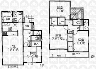 Floor plan. (Building 2), Price 26,300,000 yen, 4LDK, Land area 194 sq m , Building area 100.39 sq m