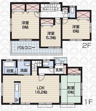Floor plan. 19,800,000 yen, 4LDK, Land area 124.88 sq m , Building area 97.71 sq m