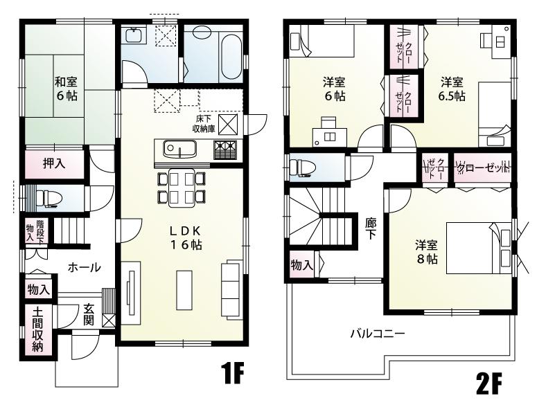 Floor plan. (H Building), Price 24,300,000 yen, 4LDK, Land area 183.72 sq m , Building area 107.51 sq m