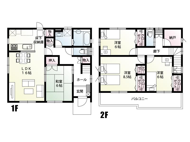 Floor plan. (F Building), Price 20.8 million yen, 4LDK+S, Land area 300.86 sq m , Building area 110.96 sq m