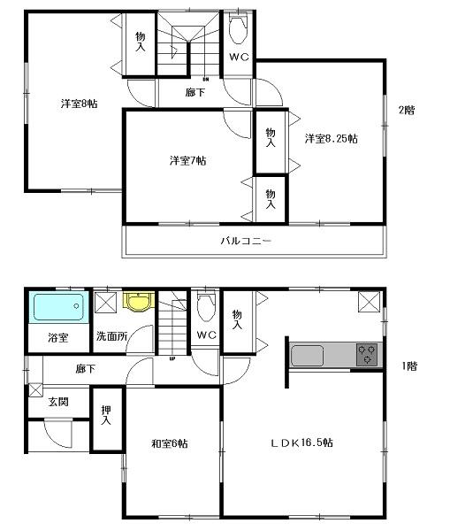 Floor plan. 27,800,000 yen, 4LDK, Land area 214.3 sq m , Building area 105.98 sq m