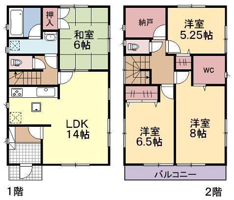 Floor plan. (1 Building), Price 24,800,000 yen, 4LDK+2S, Land area 135.35 sq m , Building area 96.79 sq m
