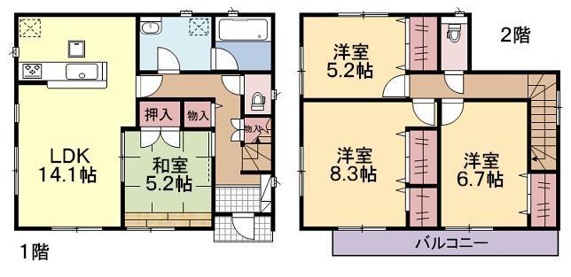 Floor plan. (Building 2), Price 19,800,000 yen, 4LDK, Land area 145.95 sq m , Building area 96.78 sq m