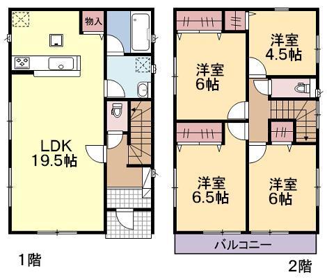 Floor plan. (3 Building), Price 23.8 million yen, 4LDK, Land area 135.34 sq m , Building area 94.77 sq m