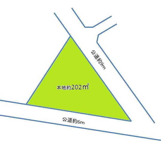 Compartment figure. Land price 18.5 million yen, Land area 202.44 sq m readjustment land within Since the corner lot site of the south road is wide parking spaces also can make a lot.