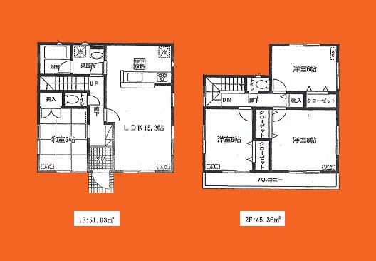 Floor plan. 21,800,000 yen, 4LDK, Land area 147.06 sq m , Building area 96.39 sq m