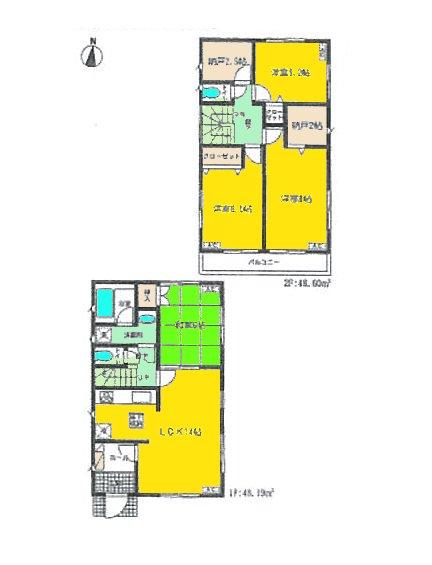 Floor plan. Price 24,800,000 yen, 4LDK+2S, Land area 135.35 sq m , Building area 96.79 sq m