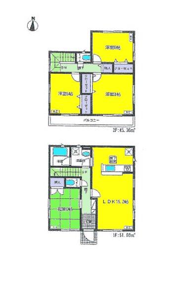 Floor plan. Price 22,800,000 yen, 4LDK, Land area 147.06 sq m , Building area 96.39 sq m